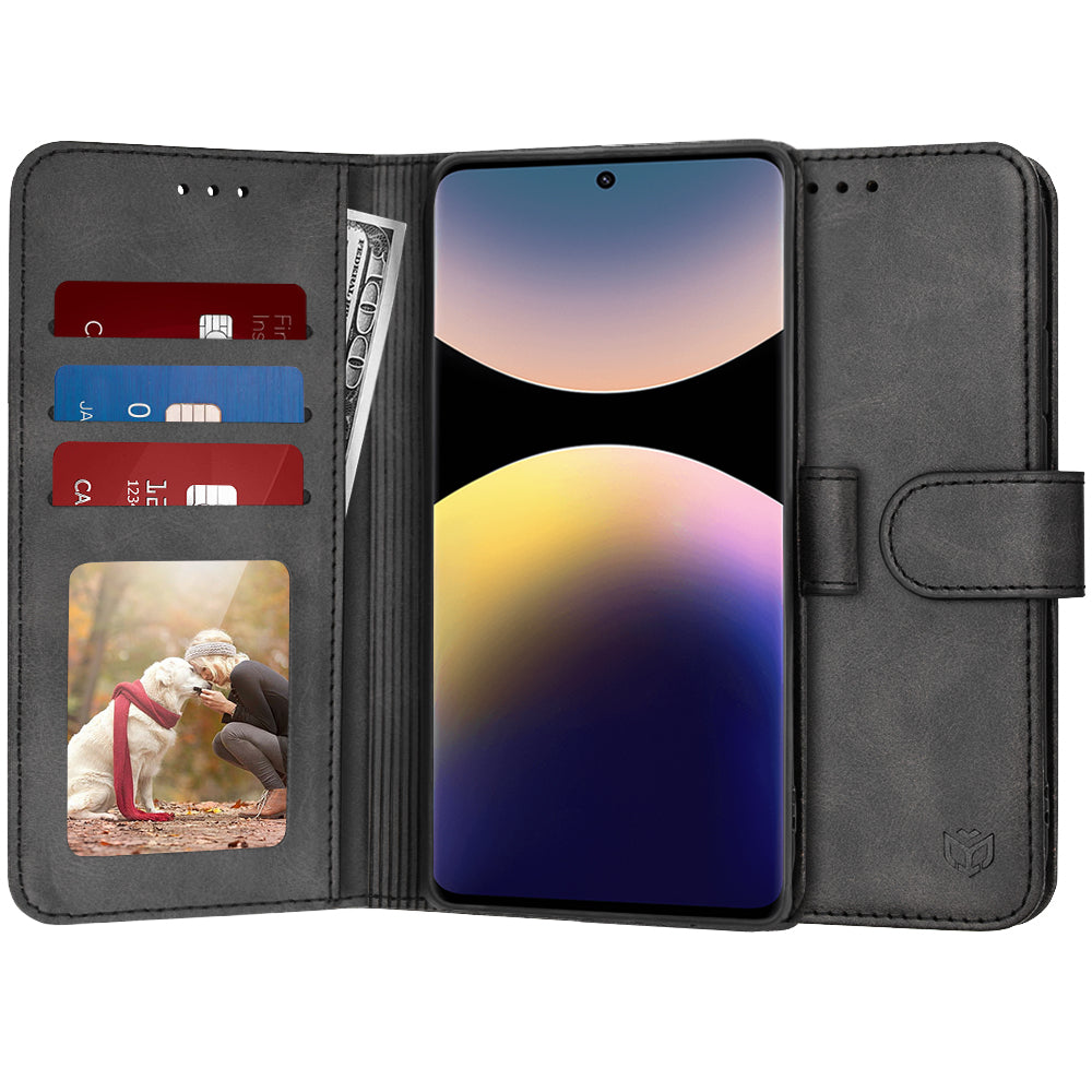 Hoes voor Xiaomi Redmi Note 14 Pro+ 5G, Techsuit, Diary Book, Zwart