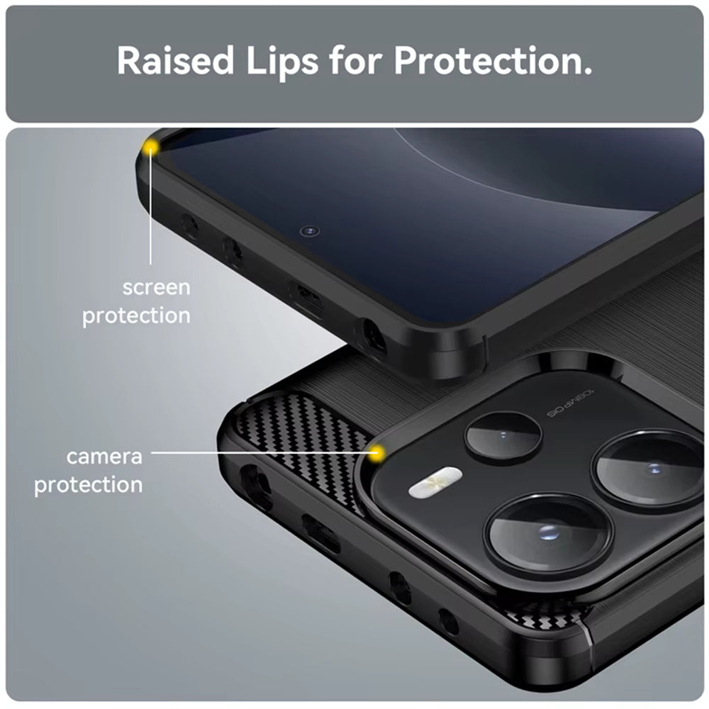 Hoes voor Xiaomi Redmi Note 14S, Techsuit, Carbon, Zwart