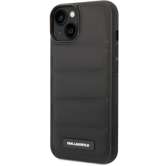 Hoes voor Apple iPhone 14 Plus, Karl Lagerfeld, Quilted Puffy Metal Logo, Zwart