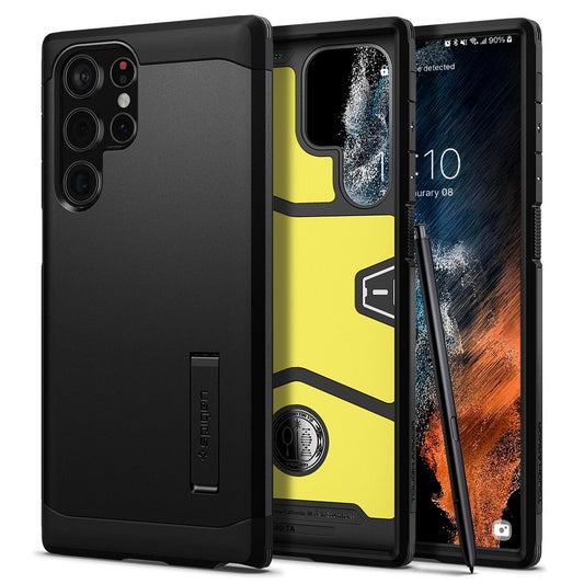 Hoes voor Samsung Galaxy S22 Ultra 5G S908, Spigen, Tough Armor, Zwart ACS03923