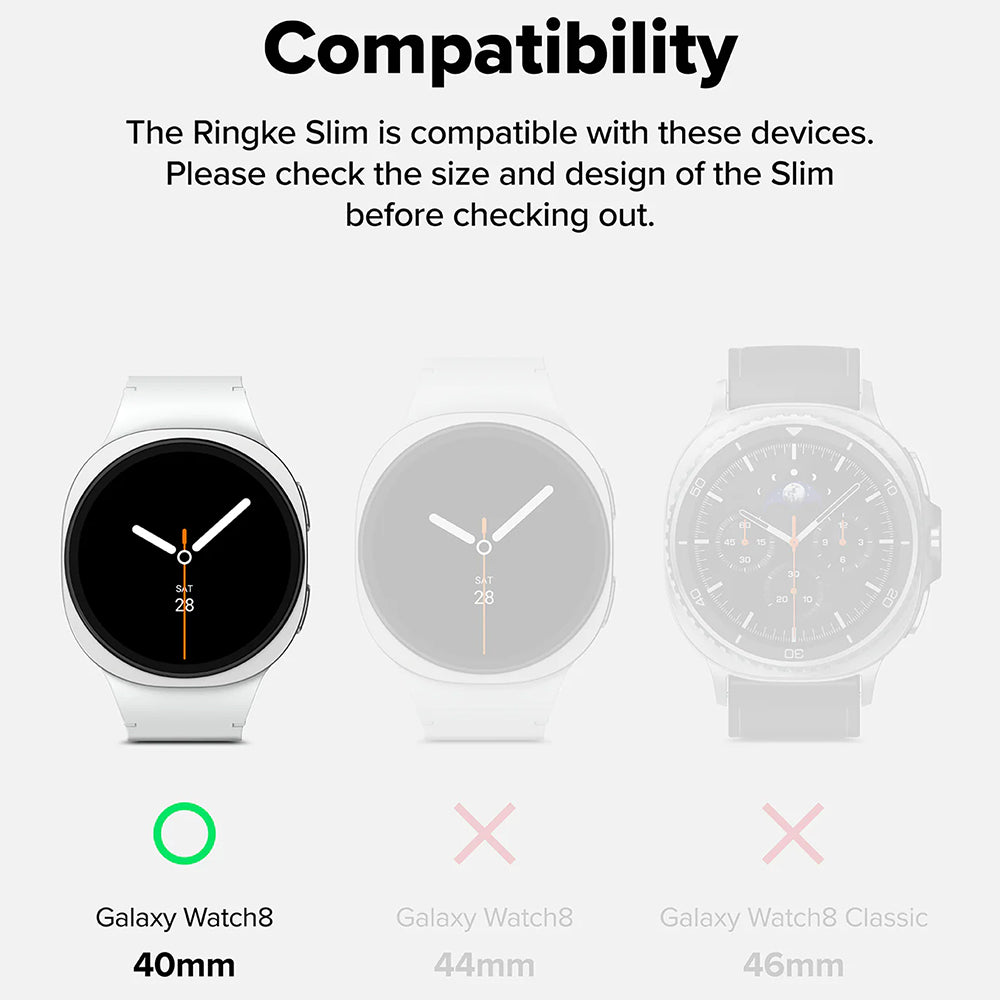 Ringke Slim hoesje voor Samsung Galaxy Watch8 40mm, Set van 2 stuks, Mat Zwart