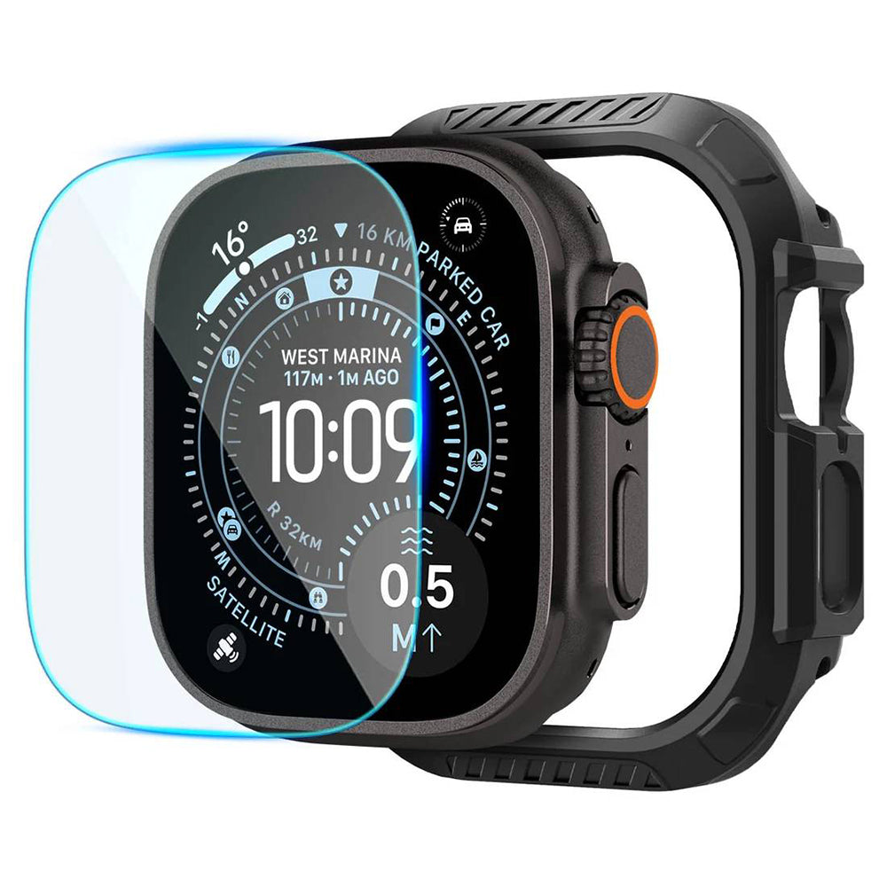 Spigen Lock Fit-hoesje met screenprotector voor Apple Watch Ultra Series, zwart ACS12054
