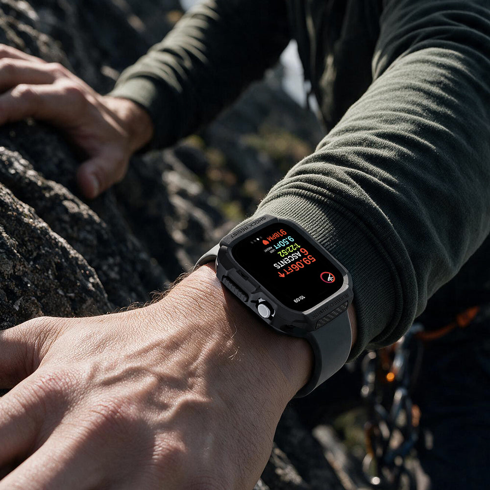 Spigen Rugged Armor hoes voor Apple Watch Series 12 46mm, Mat Zwart ACS11886