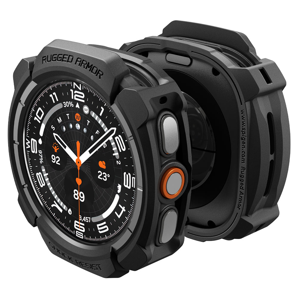Spigen Rugged Armor hoes voor Samsung Galaxy Watch Ultra2, Mat Zwart ACS11611