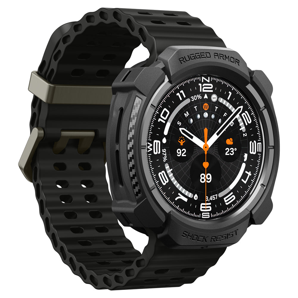 Spigen Rugged Armor hoes voor Samsung Galaxy Watch Ultra2, Mat Zwart ACS11611