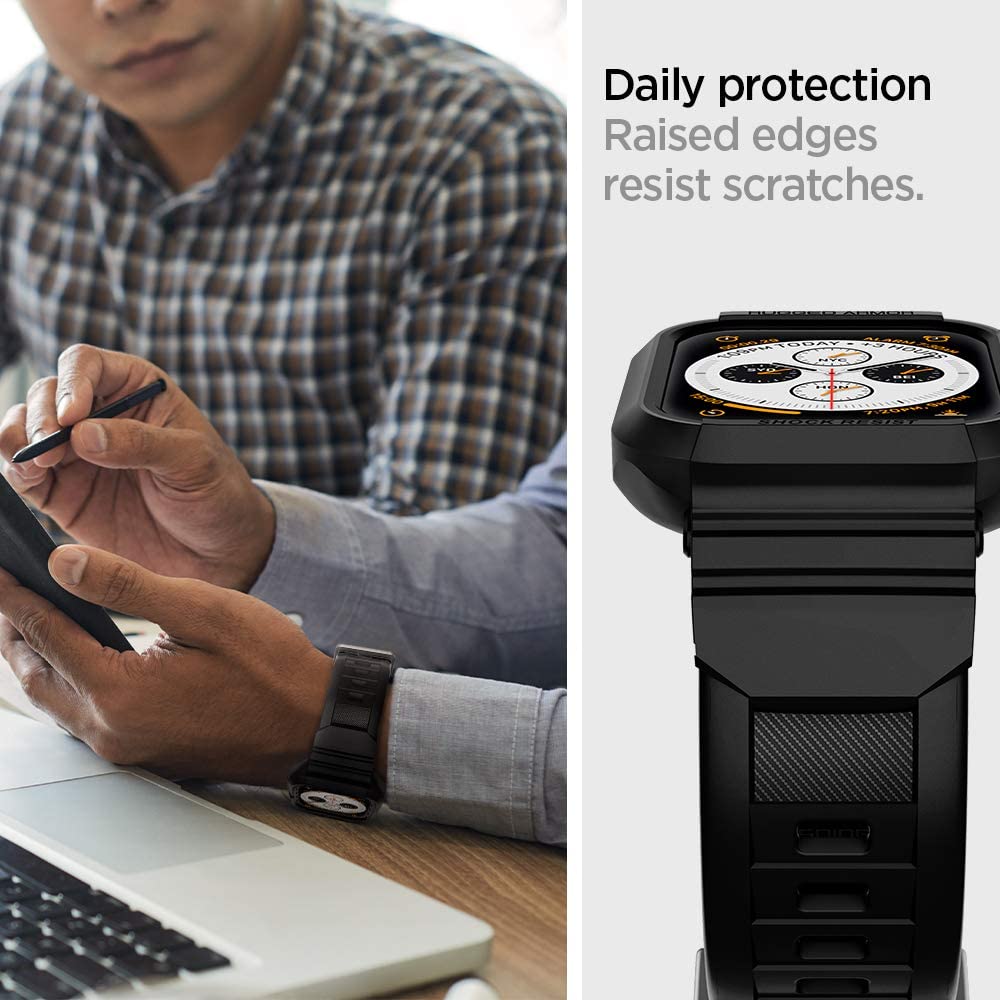 Spigen Rugged Armor Pro hoes voor Apple Watch 44mm Series, Zwart 062CS25324