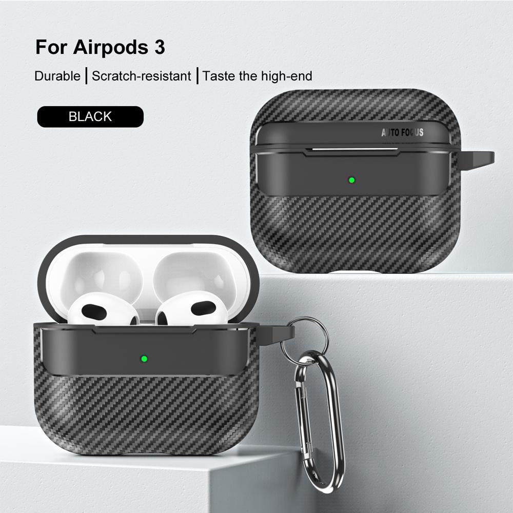 Techsuit CarbonFiber hoes voor Apple AirPods 3, Zwart