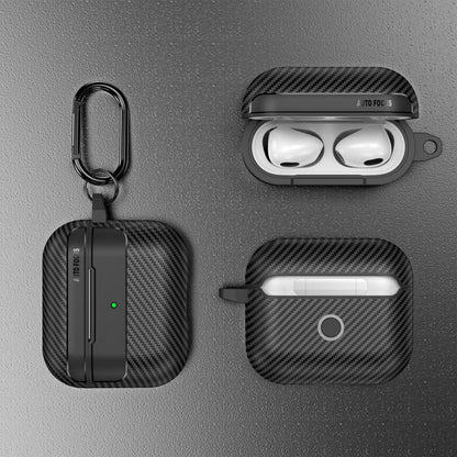 Techsuit CarbonFiber hoes voor Apple AirPods 3, Zwart