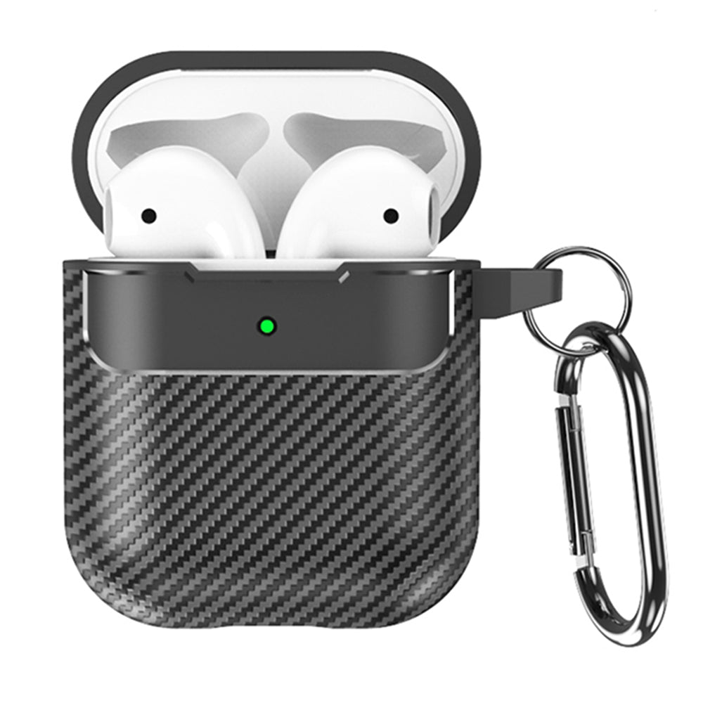 Techsuit CarbonFiber hoes voor Apple AirPods Gen 2 / Gen 1, Zwart