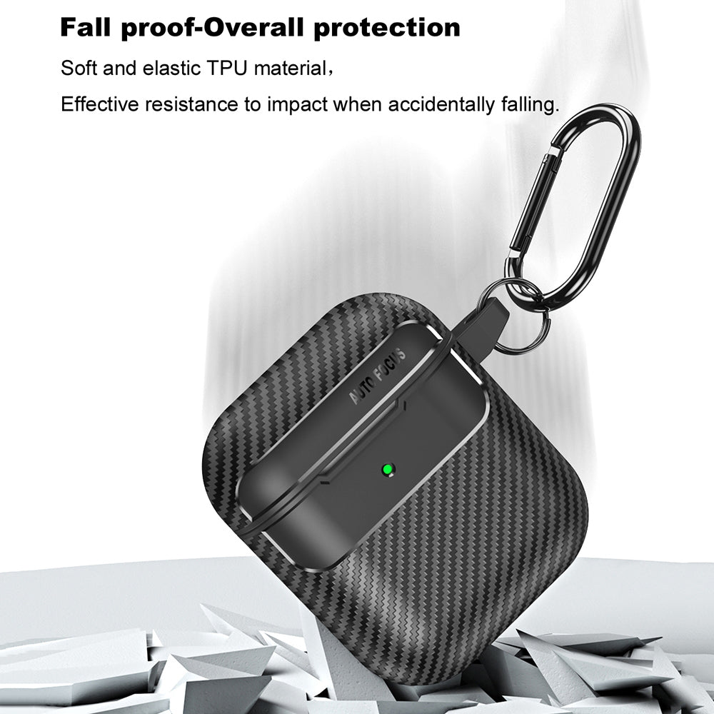 Techsuit CarbonFiber hoes voor Apple AirPods Gen 2 / Gen 1, Zwart