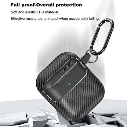 Techsuit CarbonFiber hoes voor Apple AirPods Gen 2 / Gen 1, Zwart