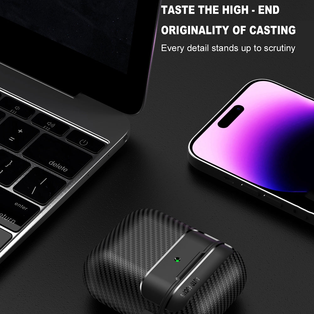 Techsuit CarbonFiber hoes voor Apple AirPods Gen 2 / Gen 1, Zwart