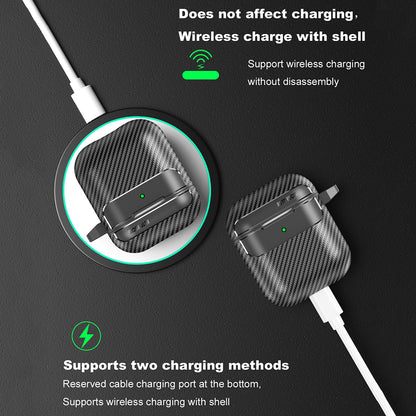 Techsuit CarbonFiber hoes voor Apple AirPods Gen 2 / Gen 1, Zwart