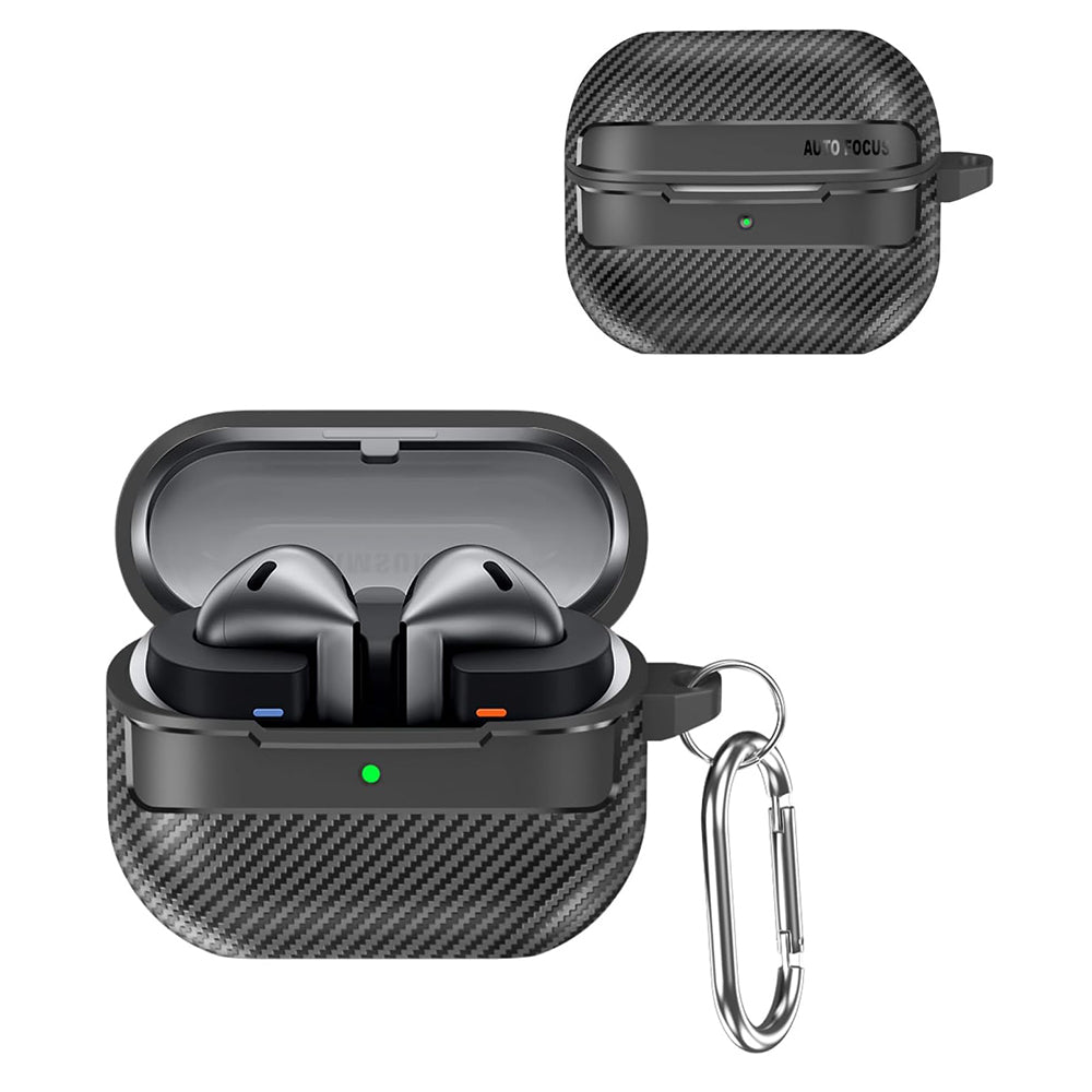 Techsuit CarbonFiber hoes voor Samsung Galaxy Buds3 FE / Buds3 Pro / Buds3, Zwart