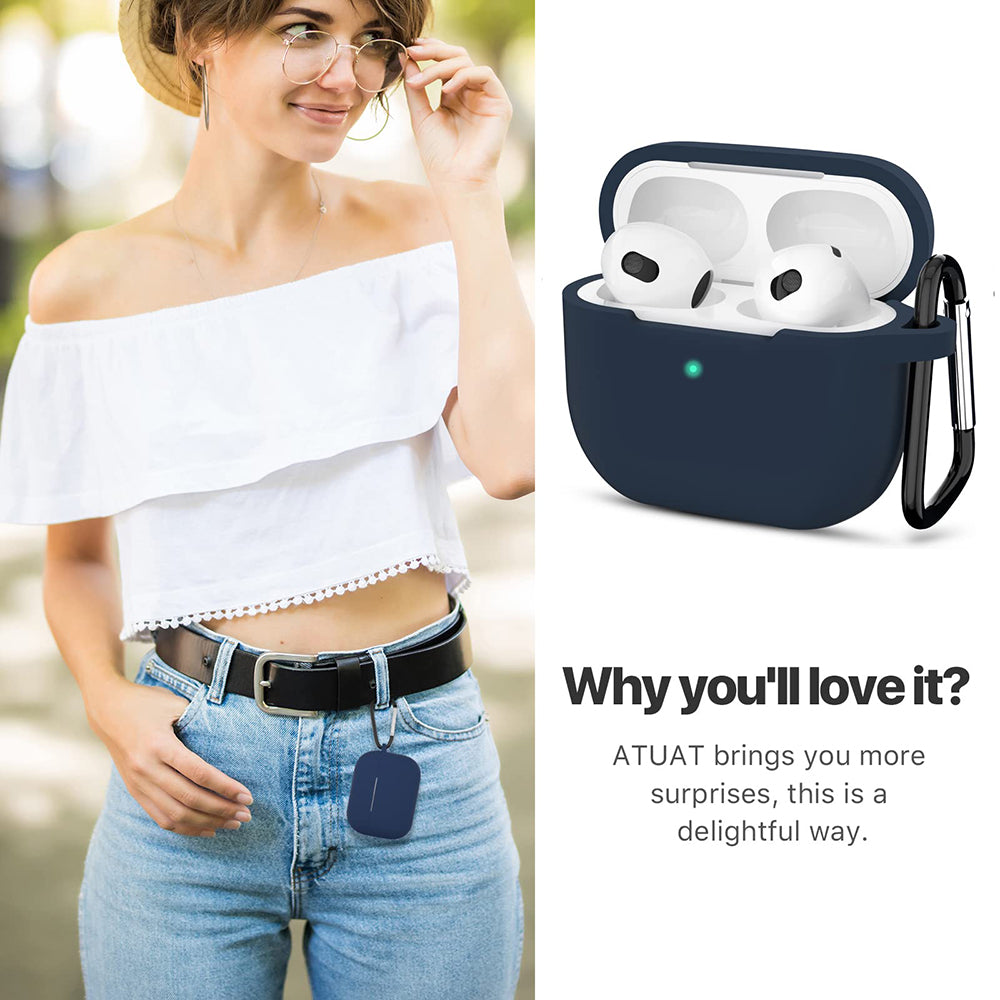 Techsuit Silicone hoes voor Apple AirPods 3, Marineblauw