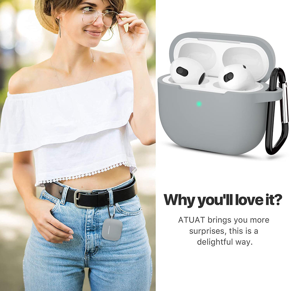 Techsuit Silicone hoes voor Apple AirPods 3, Grijs