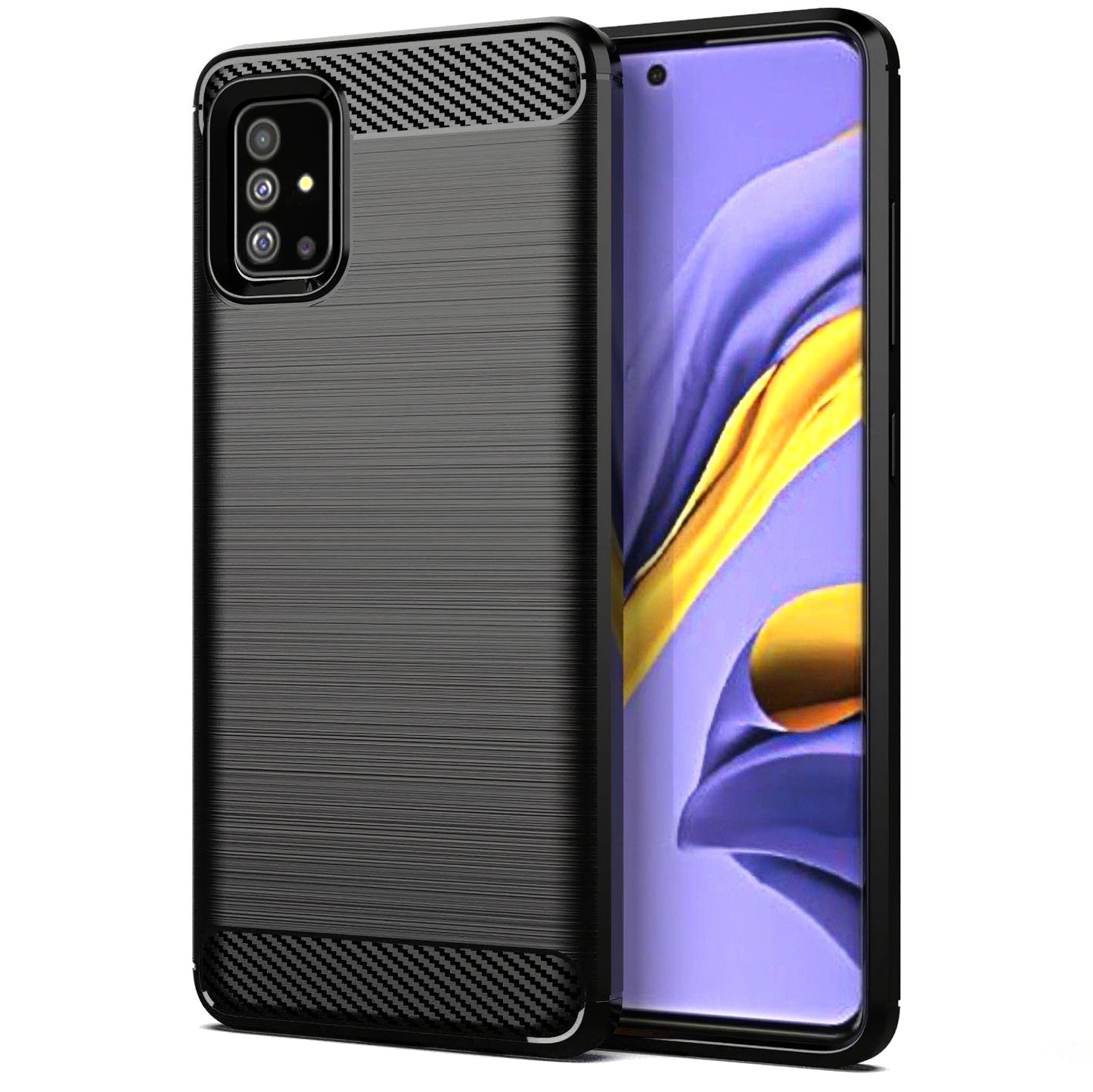 Hoes voor Samsung Galaxy A51 A515, OEM, Carbon, Zwart