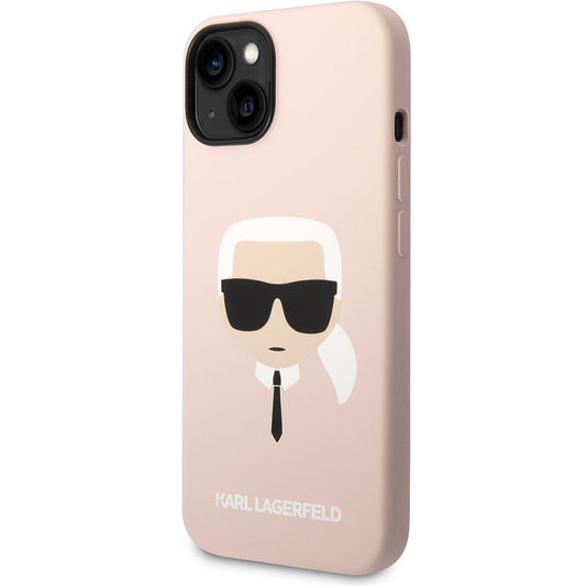 Hoes voor Apple iPhone 14 Plus, Karl Lagerfeld, Silicone Karl's Head, Roze