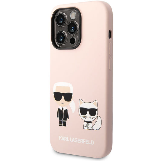 MagSafe hoesje voor Apple iPhone 14 Pro Max, Karl Lagerfeld, Silicone Body Karl & Choupette, Roze