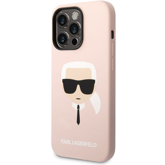 MagSafe hoesje voor Apple iPhone 14 Pro, Karl Lagerfeld, Silicone Karl Head, Roze
