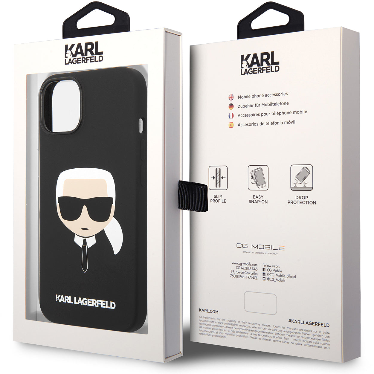 Hoes voor Apple iPhone 14 Plus, Karl Lagerfeld, Silicone Karl's Head, Zwart