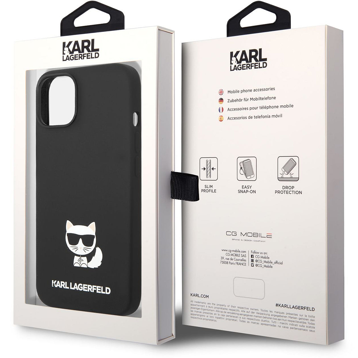 Hoes voor Apple iPhone 14 Plus, Karl Lagerfeld, Silicone Body Choupette, Zwart