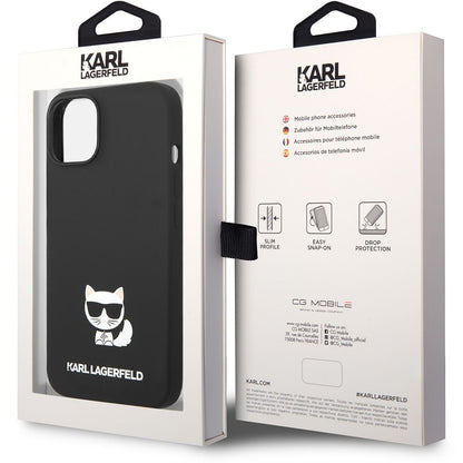 Hoes voor Apple iPhone 14 Plus, Karl Lagerfeld, Silicone Body Choupette, Zwart