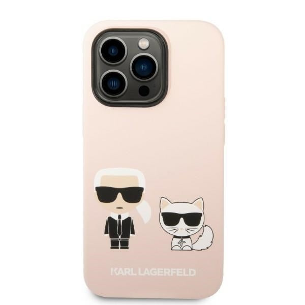 MagSafe hoesje voor Apple iPhone 14 Pro, Karl Lagerfeld, Silicone Body Karl & Choupette, Roze