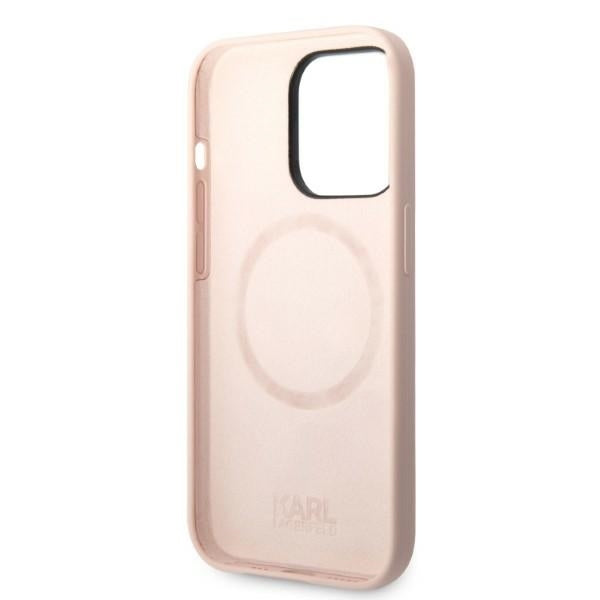 MagSafe hoesje voor Apple iPhone 14 Pro, Karl Lagerfeld, Silicone Body Karl & Choupette, Roze