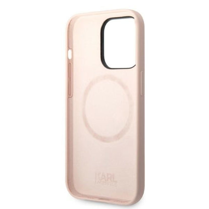 MagSafe hoesje voor Apple iPhone 14 Pro, Karl Lagerfeld, Silicone Body Karl & Choupette, Roze