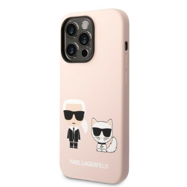 MagSafe hoesje voor Apple iPhone 14 Pro, Karl Lagerfeld, Silicone Body Karl & Choupette, Roze