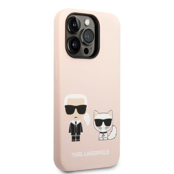 MagSafe hoesje voor Apple iPhone 14 Pro, Karl Lagerfeld, Silicone Body Karl & Choupette, Roze