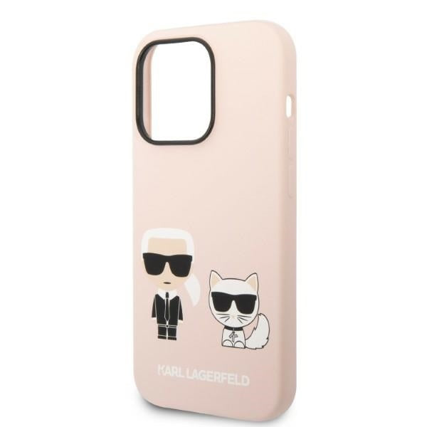 MagSafe hoesje voor Apple iPhone 14 Pro, Karl Lagerfeld, Silicone Body Karl & Choupette, Roze