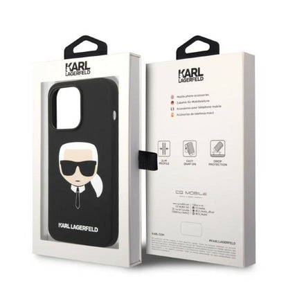 MagSafe Case for Apple iPhone 14 Pro, Karl Lagerfeld, Silicone Karl Head, Black