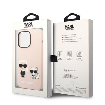 MagSafe Case for Apple iPhone 14 Pro Max, Karl Lagerfeld, Silicone Body Karl & Choupette, Pink