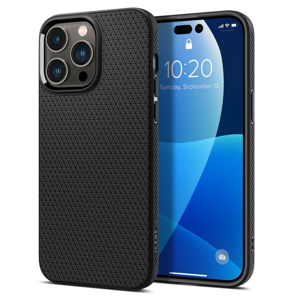 Hoesje voor Apple iPhone 14 Pro Max, Spigen, Liquid Air Mat, Zwart