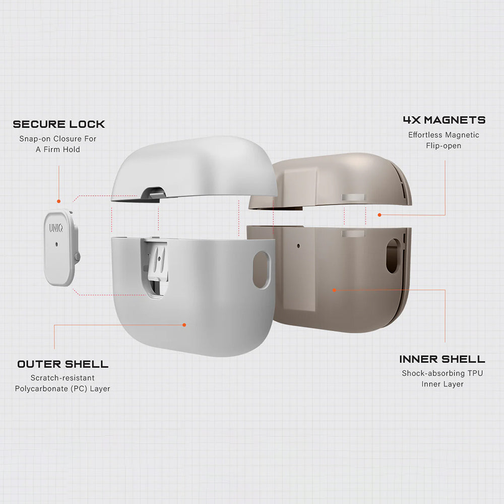 UNIQ Clyde hoes voor Apple AirPods Pro 3, Grijs Beige