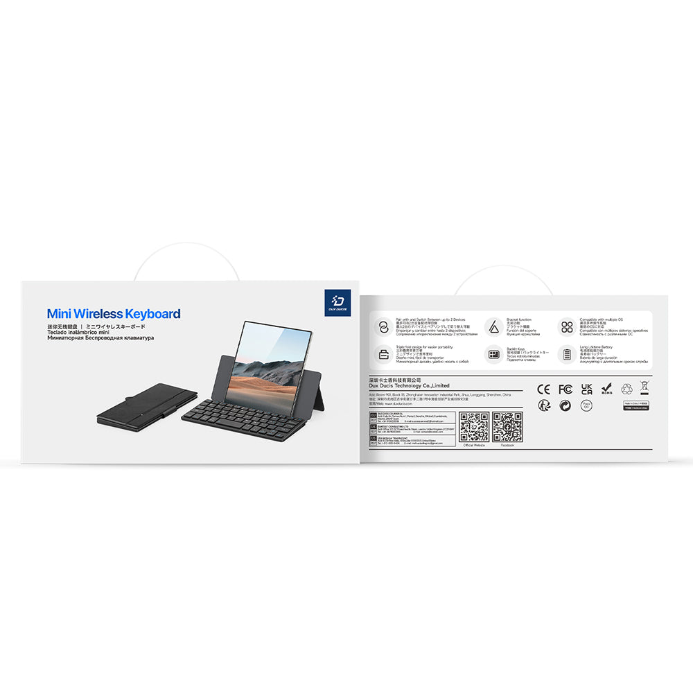 Universele hoes met Bluetooth-toetsenbord voor telefoon, DUX DUCIS, zwart