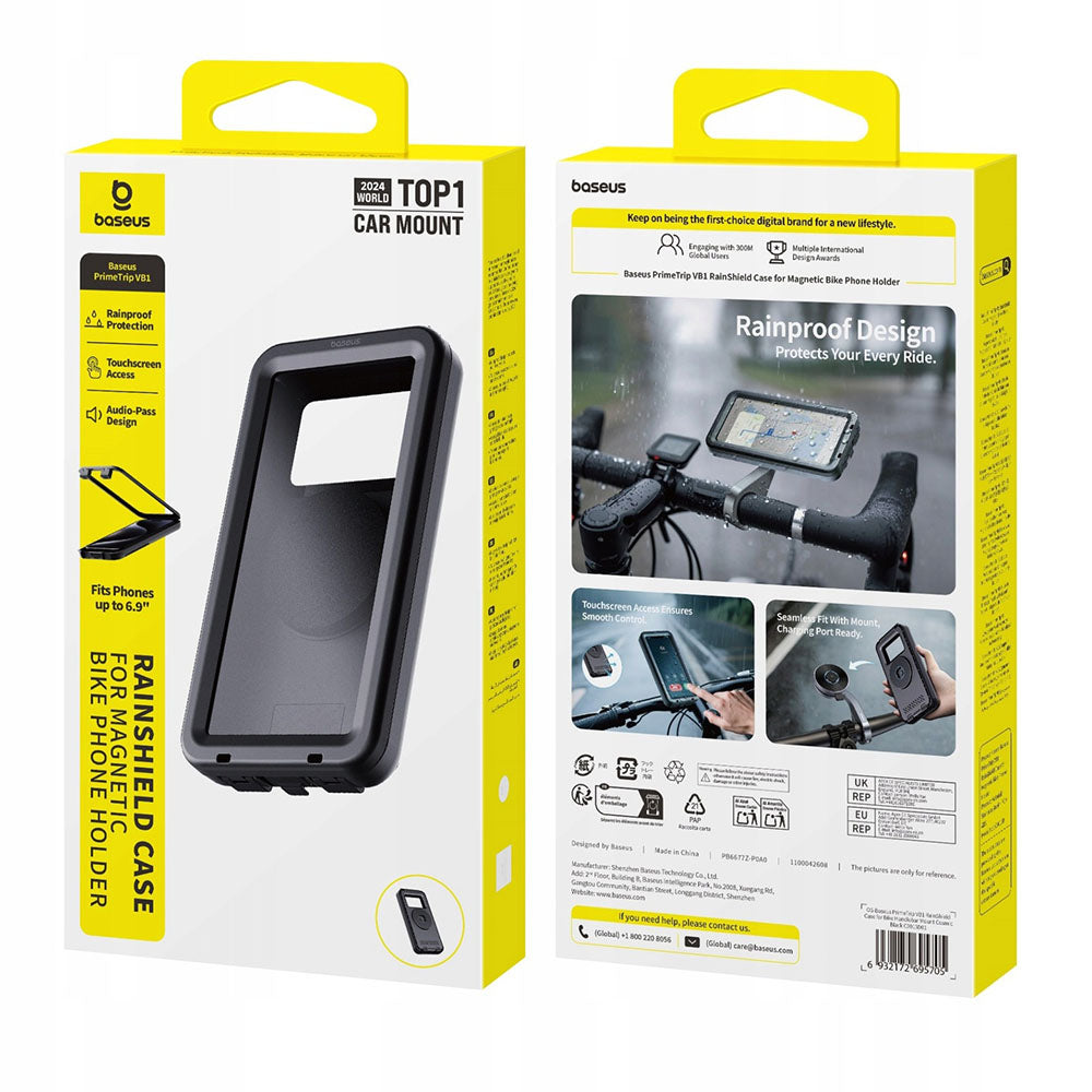 Universele Waterdichte Hoes compatibel met Magnetische Fietssteun, Baseus, PrimeTrip VB1, Zwart C0013D01