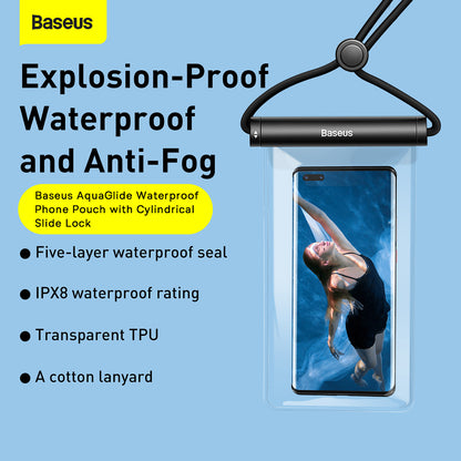 Universele Waterdichte Hoes, Baseus, AquaGlide Cylindrical, Wit P60263701213-00