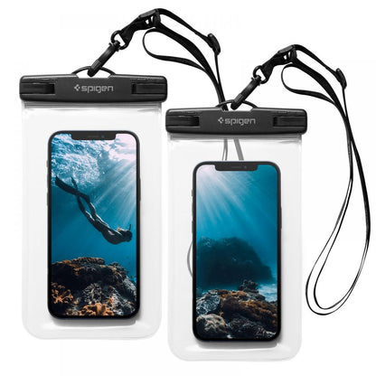 Universele Waterproof Hoes voor Telefoon max. 3.5inch - 7inch, Spigen, A601, Set 2 stuks, Transparant AMP03098