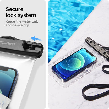 Universele Waterproof Hoes voor Telefoon max. 3.5inch - 7inch, Spigen, A601, Set 2 stuks, Transparant AMP03098
