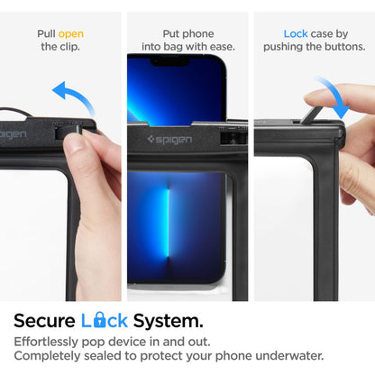 Universele Waterproof Hoes voor Telefoon max. 3.5inch - 7inch, Spigen, A601, Set van 2 stuks, Zwart AMP04523