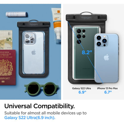 Universele Waterproof Hoes voor Telefoon max. 3.5inch - 7inch, Spigen, A601, Set van 2 stuks, Zwart AMP04523