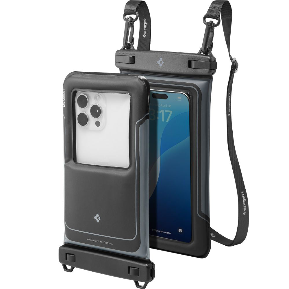 Universele Waterdichte Hoes voor Telefoon max. 6.9inch, Spigen, A611P, Set 2 stuks, Matzwart ACS09348