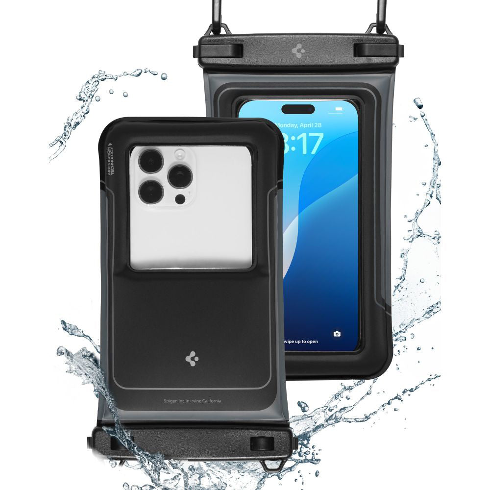 Universele Waterdichte Hoes voor Telefoon max. 6.9inch, Spigen, A611P, Set 2 stuks, Matzwart ACS09348