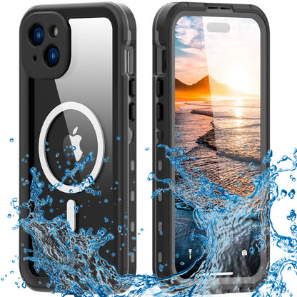 Waterproof MagSafe hoesje voor Apple iPhone 15 Plus, ShellBox, Zwart