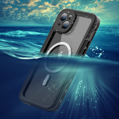 Waterproof MagSafe hoesje voor Apple iPhone 15 Plus, ShellBox, Zwart