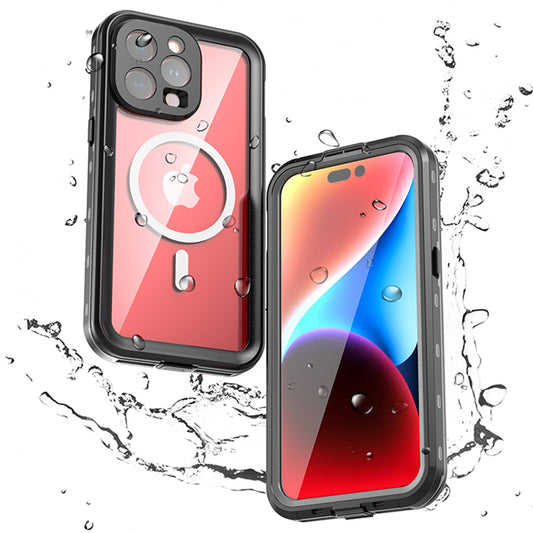 Waterproof MagSafe hoes voor Apple iPhone 15 Pro Max, ShellBox, Zwart