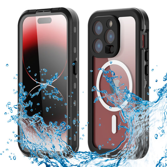 Waterproof MagSafe hoesje voor Apple iPhone 15 Pro, ShellBox, Zwart